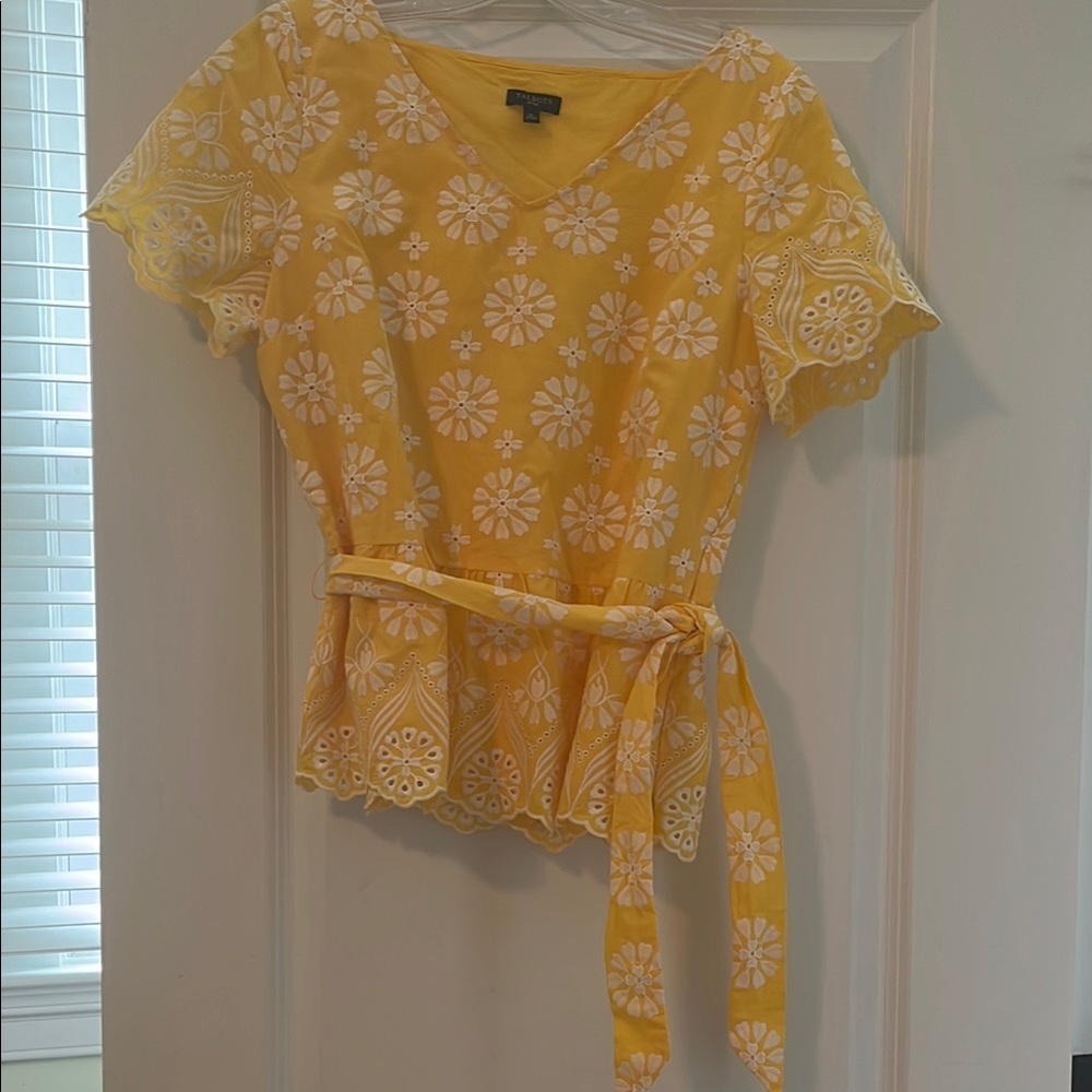 Talbots Sunflower Yellow Lace Blouse